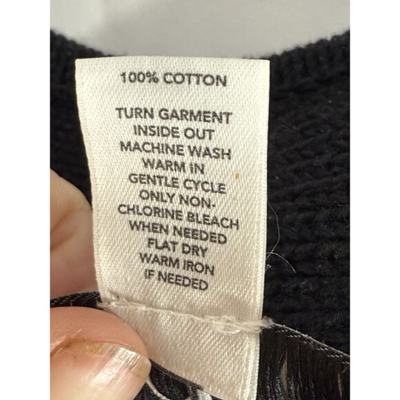 Ann Taylor Loft Blk Lrg Butt-up 100% Cotton Cap Sleeve Sweater Sz L - Picture 9 of 11